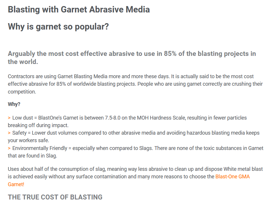 garnet abrasive uses