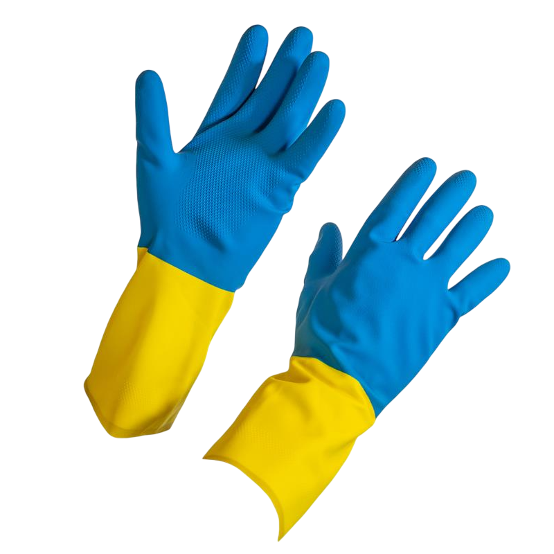 Neoprene / Rubber Chemical-Resistant Glove, Yellow / Blue